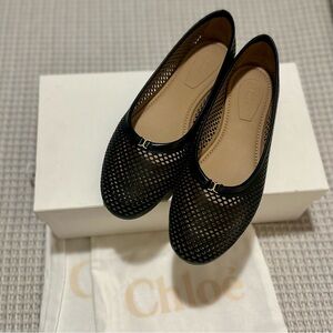 Chloé Marcie Black Perforated Leather Ballerina